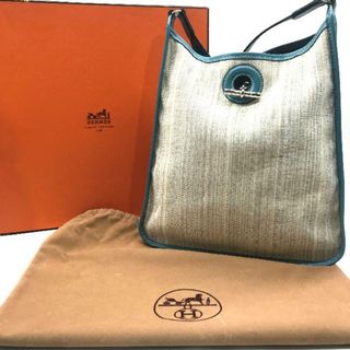 エルメス(HERMES)の良品 HERMES エルメス ヴェスパ キャンバス レザー PM シカク B 刻印 ショルダー バッグ ライトブルー k1317(ショルダーバッグ)