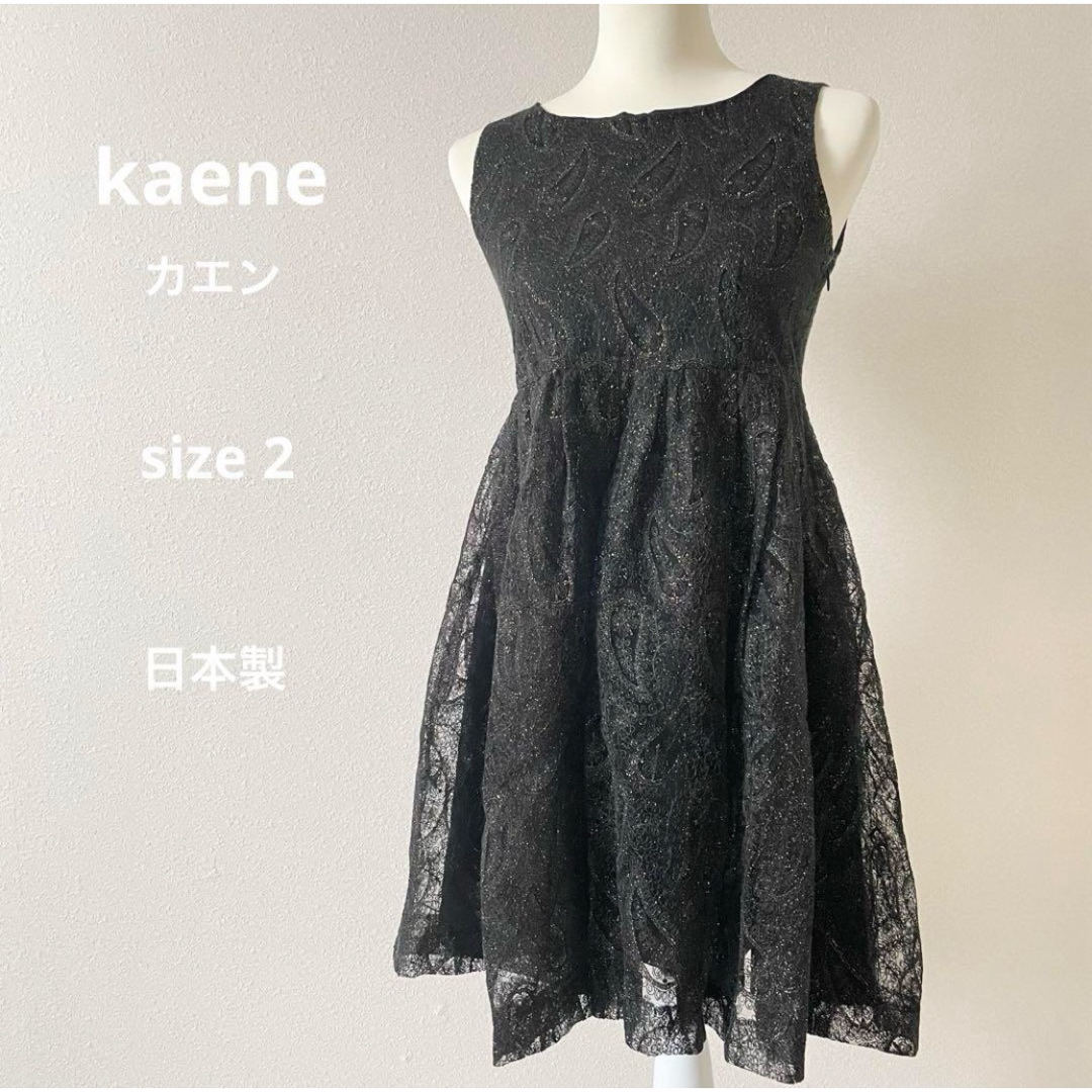 Kaene(カエン)のkaeneカエン ペイズリーブラックチュールワンピース ゴールドラメ レディースのワンピース(ひざ丈ワンピース)の商品写真