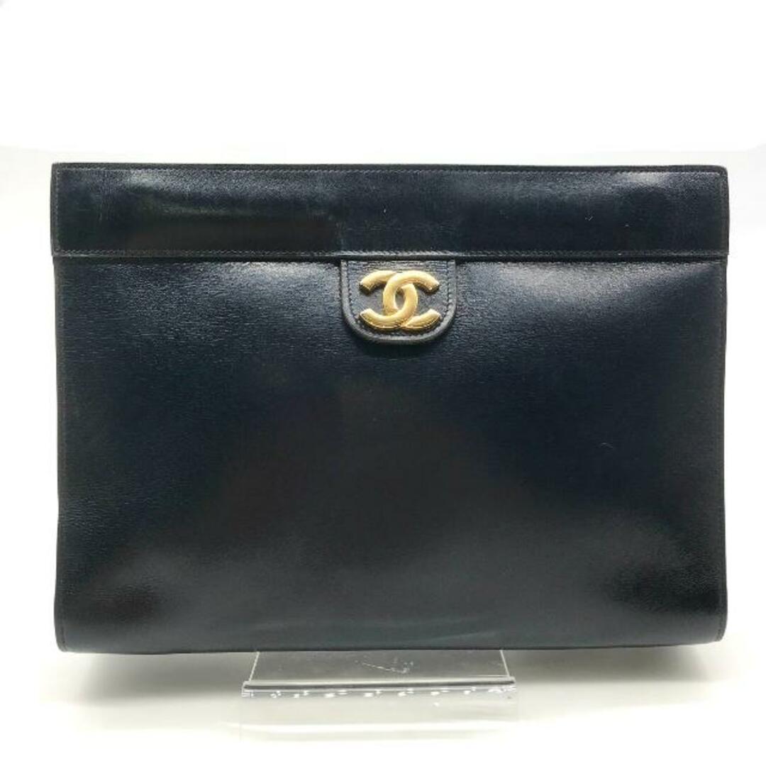 クラッチバッグCHANEL シャネル ラムスキン ココマーク ミニ クラッチ バッグ ネイビー 良品 a1511