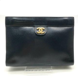 シャネル(CHANEL)のCHANEL シャネル ラムスキン ココマーク ミニ クラッチ バッグ ネイビー 良品 a1511(クラッチバッグ)