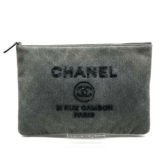 シャネル(CHANEL)の良品 CHANEL シャネル ココマーク ドーヴィル デニム スパンコール クラッチ バッグ グレー k1098(クラッチバッグ)