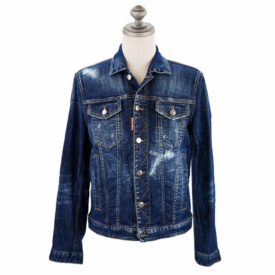 DSQUARED2(ディースクエアード)のDSQUARED2 ディースクエアード デニムジャケット S79AM0045 S30342 ICON DAN JEAN JACKET メンズ ブルー サイズ46/S メンズのジャケット/アウター(Gジャン/デニムジャケット)の商品写真