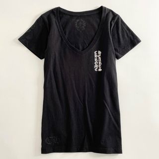 クロムハーツ(Chrome Hearts)の1a31 CHROME HEARTS クロムハーツ ロゴプリント オープンネックカットソー S ブラック Tシャツ Tee クロス USA製(カットソー(半袖/袖なし))