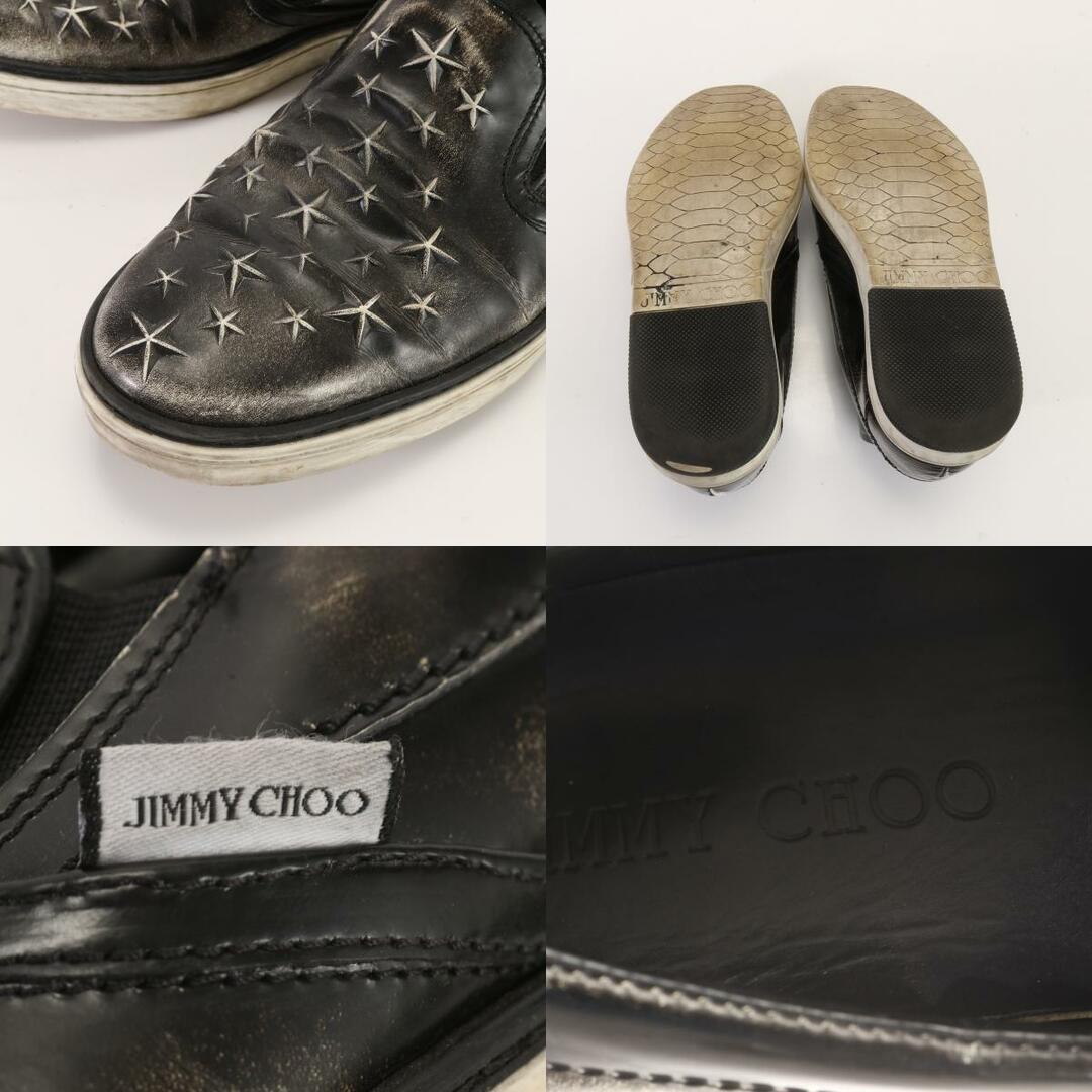 JIMMY CHOO(ジミーチュウ)の美品 ジミーチュウ レザー スター スリッポン スニーカー シューズ ブラック 人気 流行 かっこいい おしゃれ メンズ AAB 0330-5T5 メンズの靴/シューズ(スニーカー)の商品写真