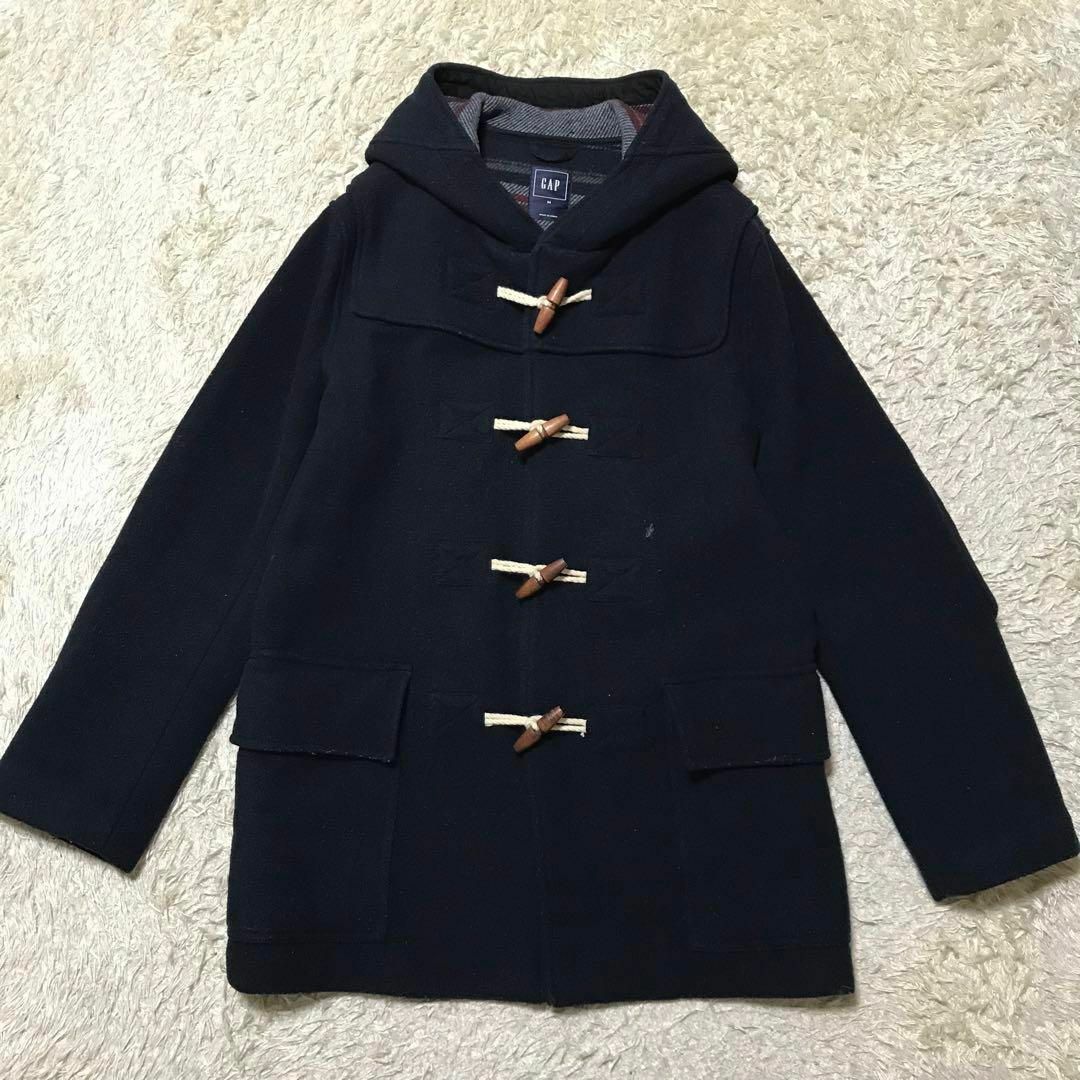 GAP(ギャップ)の【ウール混】ギャップ　ダッフルコート　ネイビー　厚手　裏ボーダー　H632 メンズのジャケット/アウター(ダッフルコート)の商品写真