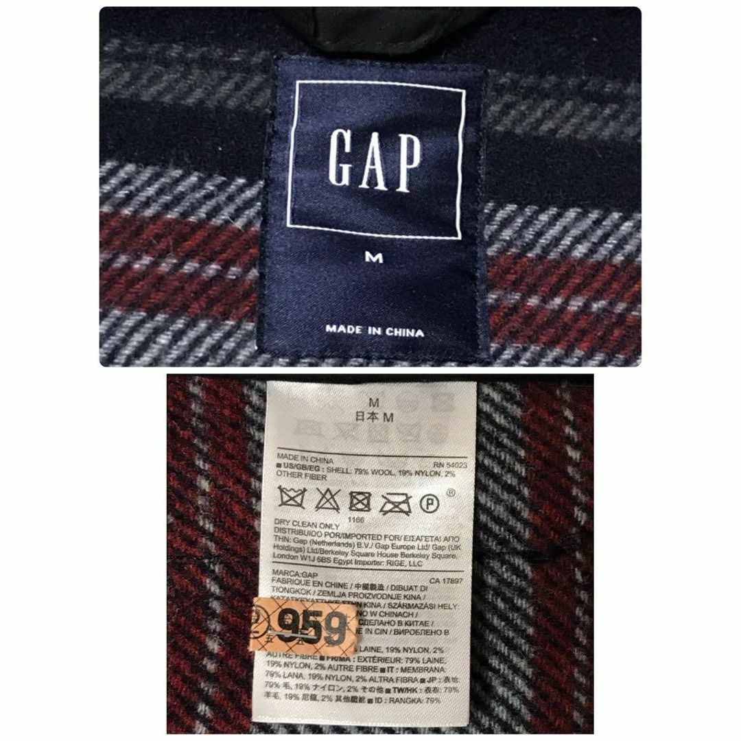 GAP(ギャップ)の【ウール混】ギャップ　ダッフルコート　ネイビー　厚手　裏ボーダー　H632 メンズのジャケット/アウター(ダッフルコート)の商品写真