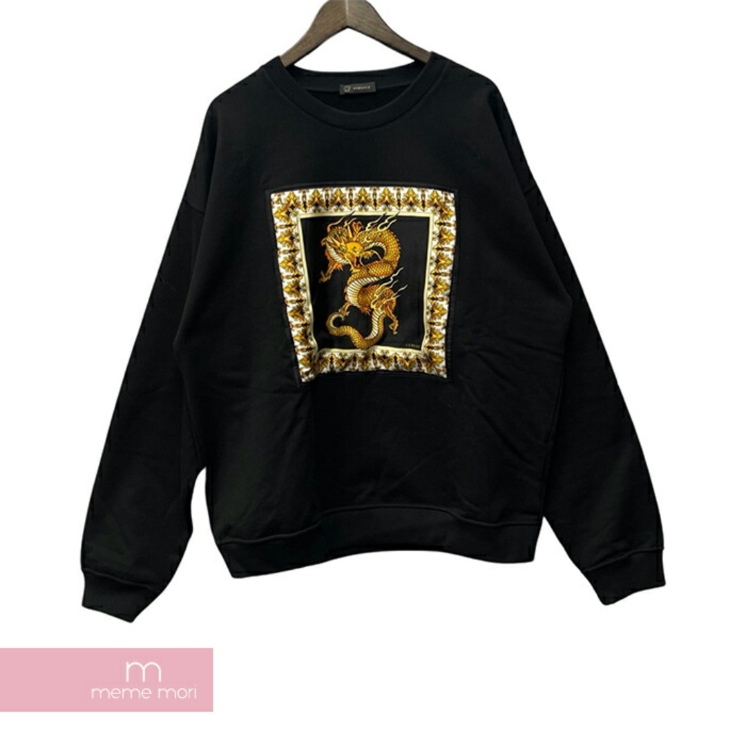 トップスVERSACE 2019SS Dragon Print Sweatshirt A83533A228146A008 ヴェルサーチェ ドラゴンプリントスウェットシャツ トレーナー クルーネック ドラゴン シルク ブラック×イエロー サイズXXL 【240129】【-A】