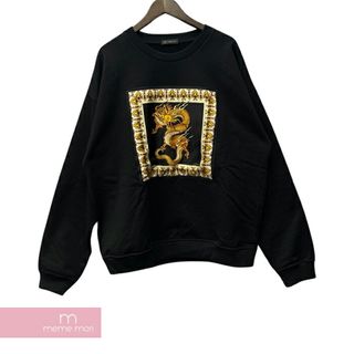 ヴェルサーチ(VERSACE)のVERSACE 2019SS Dragon Print Sweatshirt A83533A228146A008 ヴェルサーチェ ドラゴンプリントスウェットシャツ トレーナー クルーネック ドラゴン シルク ブラック×イエロー サイズXXL 【240129】【中古-A】(スウェット)