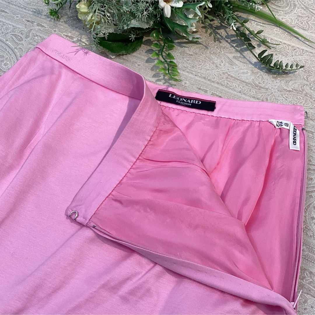 LEONARD(レオナール)のLEONARD  レオナール　スカート  コットン100% ピンク　 レディースのスカート(ひざ丈スカート)の商品写真