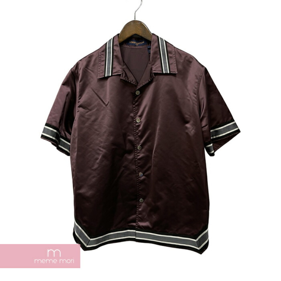 LOUIS VUITTON 2018AW Satin Warm-Up Baseball Shirt HFS60WGXC ルイヴィトン サテンウォームアップベースボールシャツ 半袖 バックロゴ 伊勢丹ポップアップ バーガンディ サイズL 【240131】【-B】【me04】メンズ