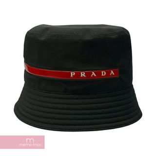 プラダ(PRADA)の【BIG PRICE OFF】PRADA Bucket Hat プラダ バケットハット 帽子 ロゴ Prada Sport Linea Rossa 赤ライン ブラック サイズL【230110】【中古-B】【me04】(ハット)