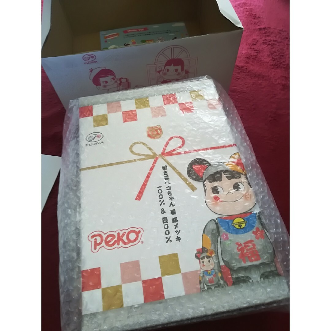 BE@RBRICK 招き猫 ペコちゃん 福 銀メッキ 100%&400% BE@RBRICK 招き猫 ペコちゃん 福 銀メッキ 100%&400%