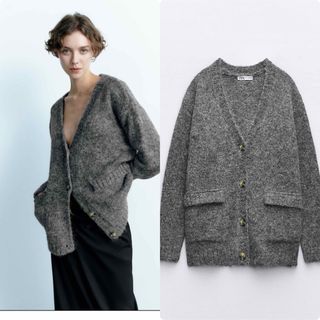 ザラ(ZARA)のZARA ロング丈ニットガーデン(カーディガン)