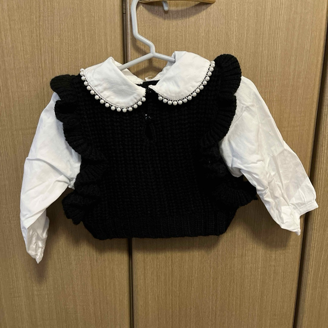 petit main(プティマイン)のpetit main パールニットドッキングトップス 80cm キッズ/ベビー/マタニティのベビー服(~85cm)(ニット/セーター)の商品写真