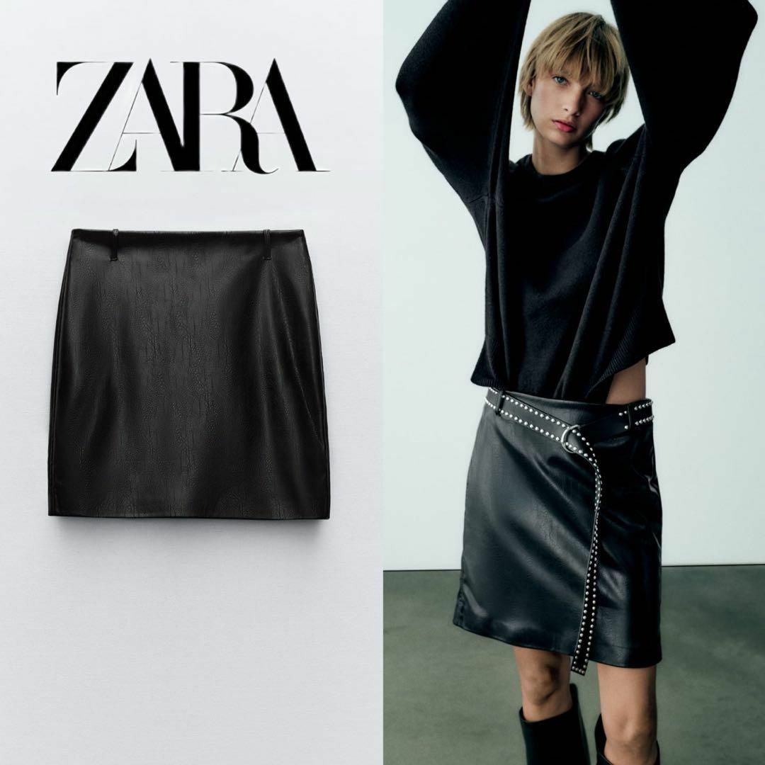 ZARA(ザラ)の9 ZARA フェイクレザー ストレートスカート M レディースのスカート(ミニスカート)の商品写真