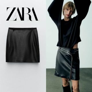 ザラ(ZARA)の9 ZARA フェイクレザー ストレートスカート M(ミニスカート)