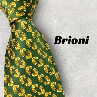 ブリオーニ(Brioni)の【5828】美品！ブリオーニ　ネクタイ　グリーン×イエロー系(ネクタイ)