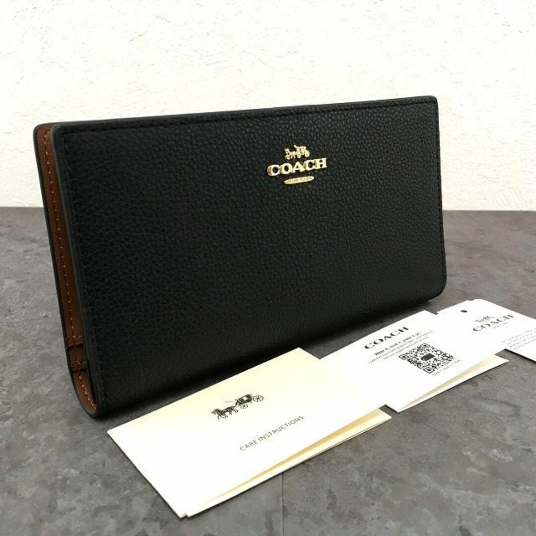 古物商許可証未使用品 COACH 長財布 C8329 ブラック ロゴ 356