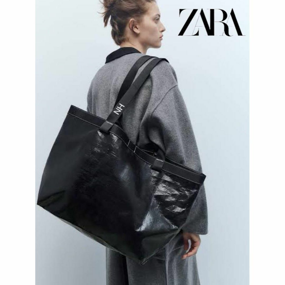 ZARA(ザラ)のZARA マルシェバッグ トートバッグ ブラック レディースのバッグ(トートバッグ)の商品写真