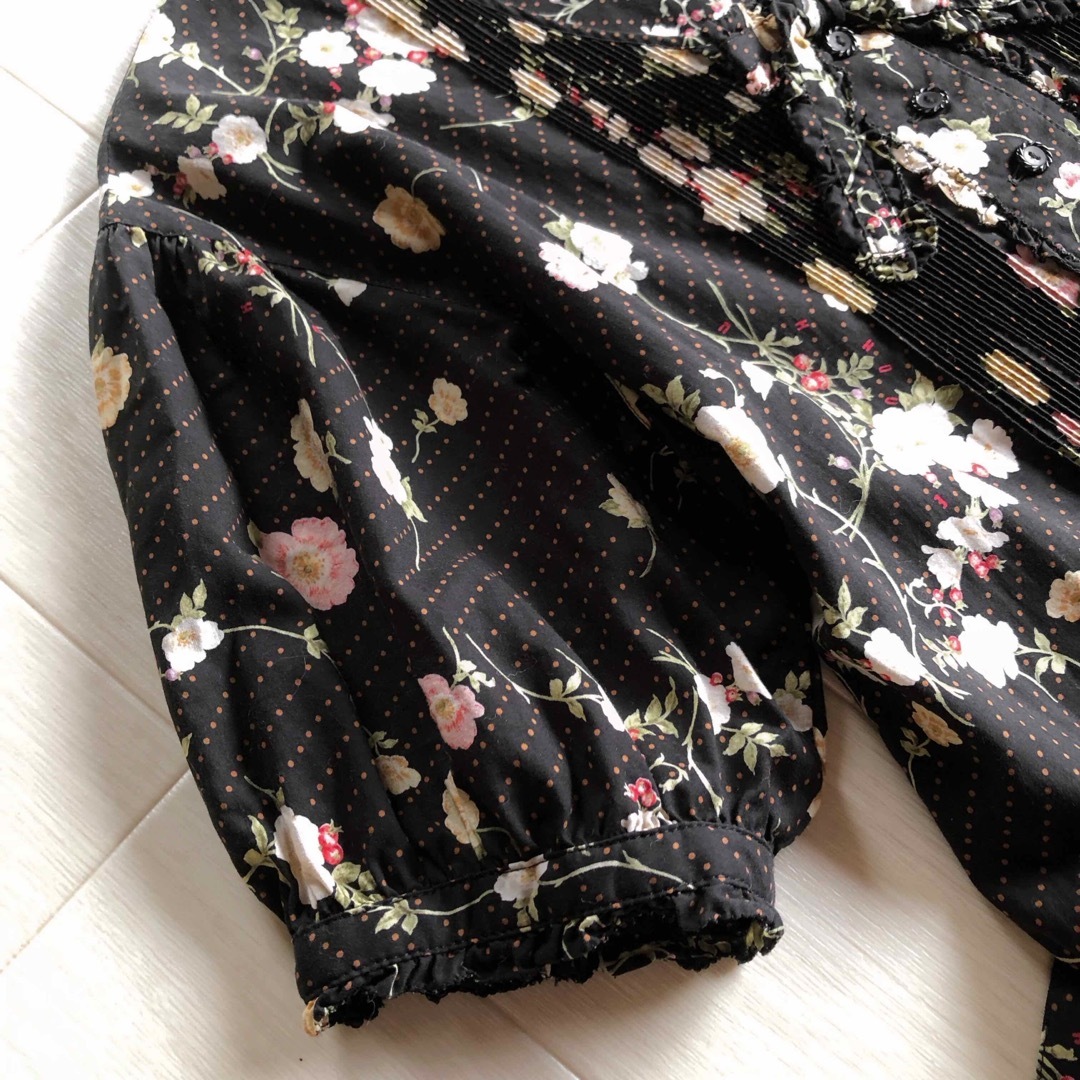 ピンクハウス 綿ローン ドット いぬいばら 野薔薇 花柄 黒 ピンクハウス 綿ローン ドット いぬいばら 野薔薇 花柄 黒