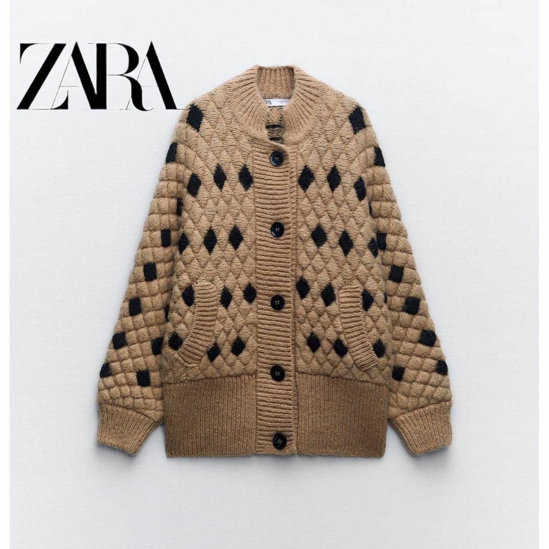 ZARA　ザラ　テクスチャー ニットカーディガン 　L