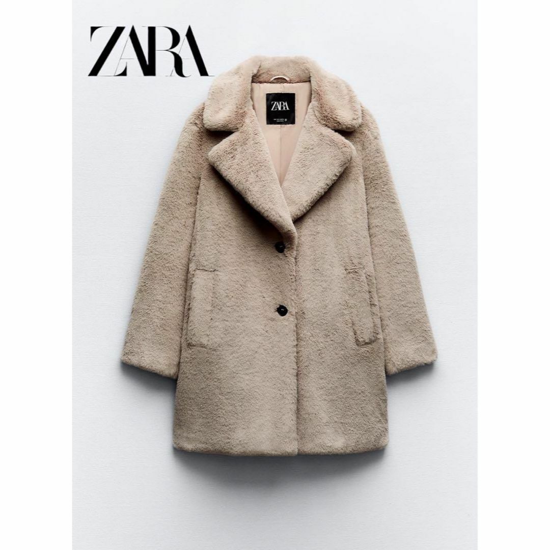 ZARA(ザラ)のZARA フェイクファー コート M グレー レディースのジャケット/アウター(毛皮/ファーコート)の商品写真