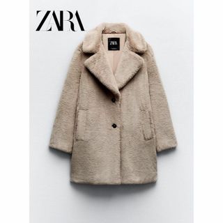 ザラ(ZARA)のZARA フェイクファー コート M グレー(毛皮/ファーコート)