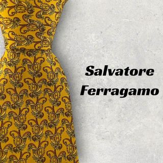 サルヴァトーレフェラガモ(Salvatore Ferragamo)の【5846】良品！フェラガモ　ネクタイ　イエロー系(ネクタイ)