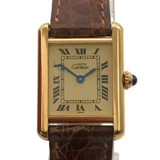 カルティエ(Cartier)のCartier カルティエ マストタンク ヴェルメイユ Dバックル 925 腕 時計 ゴールド 稼働品 a1772(腕時計)