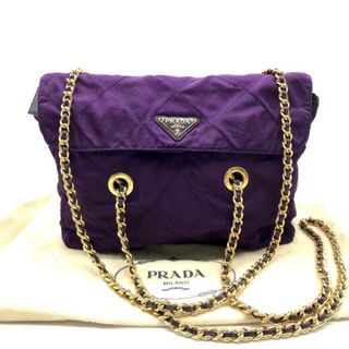 プラダ(PRADA)の良品 PRADA プラダ チェーン トート ショルダー バッグ パープル 三角ロゴ ナイロン k1008(トートバッグ)