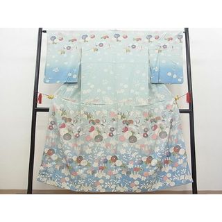 平和屋野田店■付下げ　草花文　暈し染め　金彩　逸品　n-fw5078(着物)