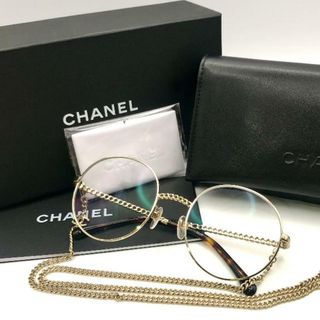 シャネル(CHANEL)のCHANEL シャネル ココマーク べっ甲 チェーン メガネ サングラス アイウェア ゴールド 美品 a1102(サングラス/メガネ)