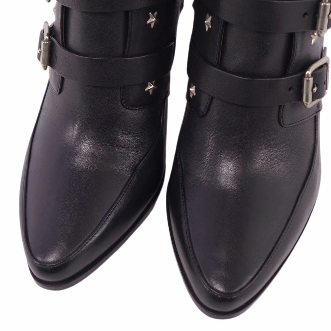 JIMMY CHOO(ジミーチュウ)の美品 ジミーチュウ JIMMY CHOO ブーツ ブーティー ヒール スタースタッズ カーフレザー シューズ レディース 38(25cm相当) ブラック レディースの靴/シューズ(ブーツ)の商品写真