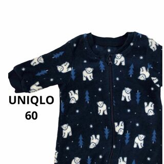 ユニクロ(UNIQLO)の【UNIQLO】ユニクロベビー60サイズ　ネイビーフリースオールインワン(ジャケット/コート)