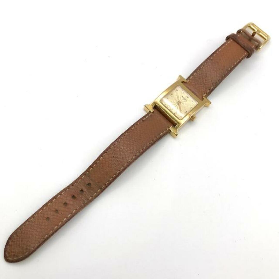 Hermes(エルメス)の良品 HERMES エルメス Hウォッチ HH1.201 GP レザー QZ シャンパン文字盤 腕時計 稼働品 k572 レディースのファッション小物(腕時計)の商品写真