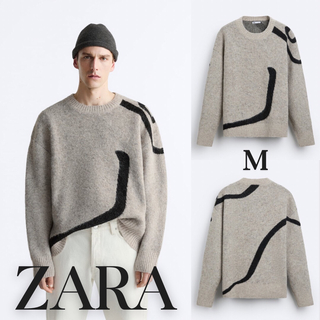 ZARA - メンズ ZARA ザラ ブラッシュフィニッシュ ジャカードセーター