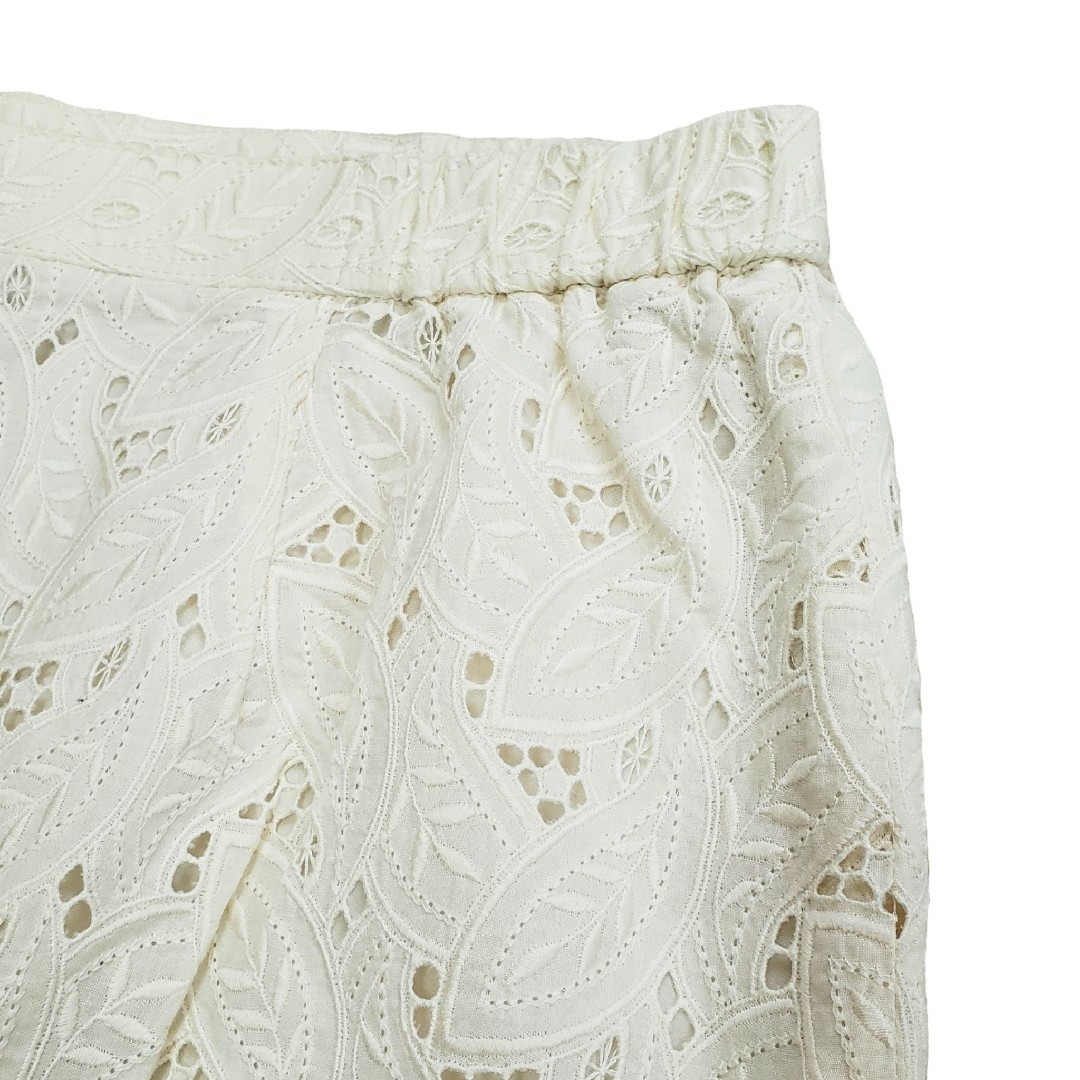 昭和 レトロ elm-fleur 刺繍 リーフ モチーフ スカート レディースのスカート(ひざ丈スカート)の商品写真