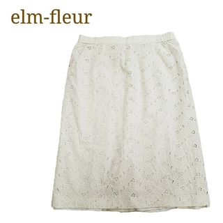 昭和 レトロ elm-fleur 刺繍 リーフ モチーフ スカート(ひざ丈スカート)