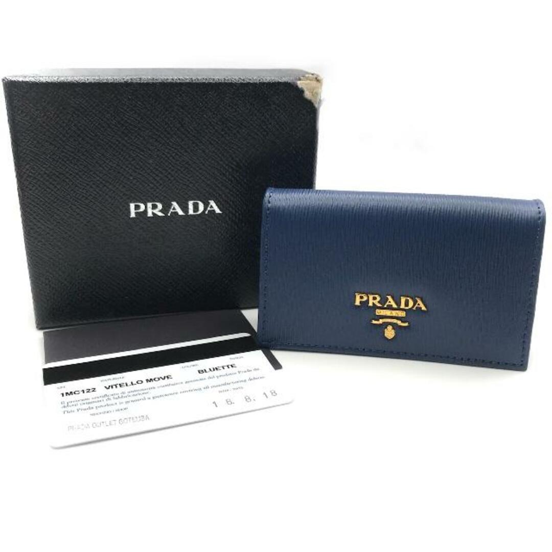 PRADA プラダ サフィアーノ メタルロゴ レザー カードケース ブルー 未使用保管品 m12124レディース