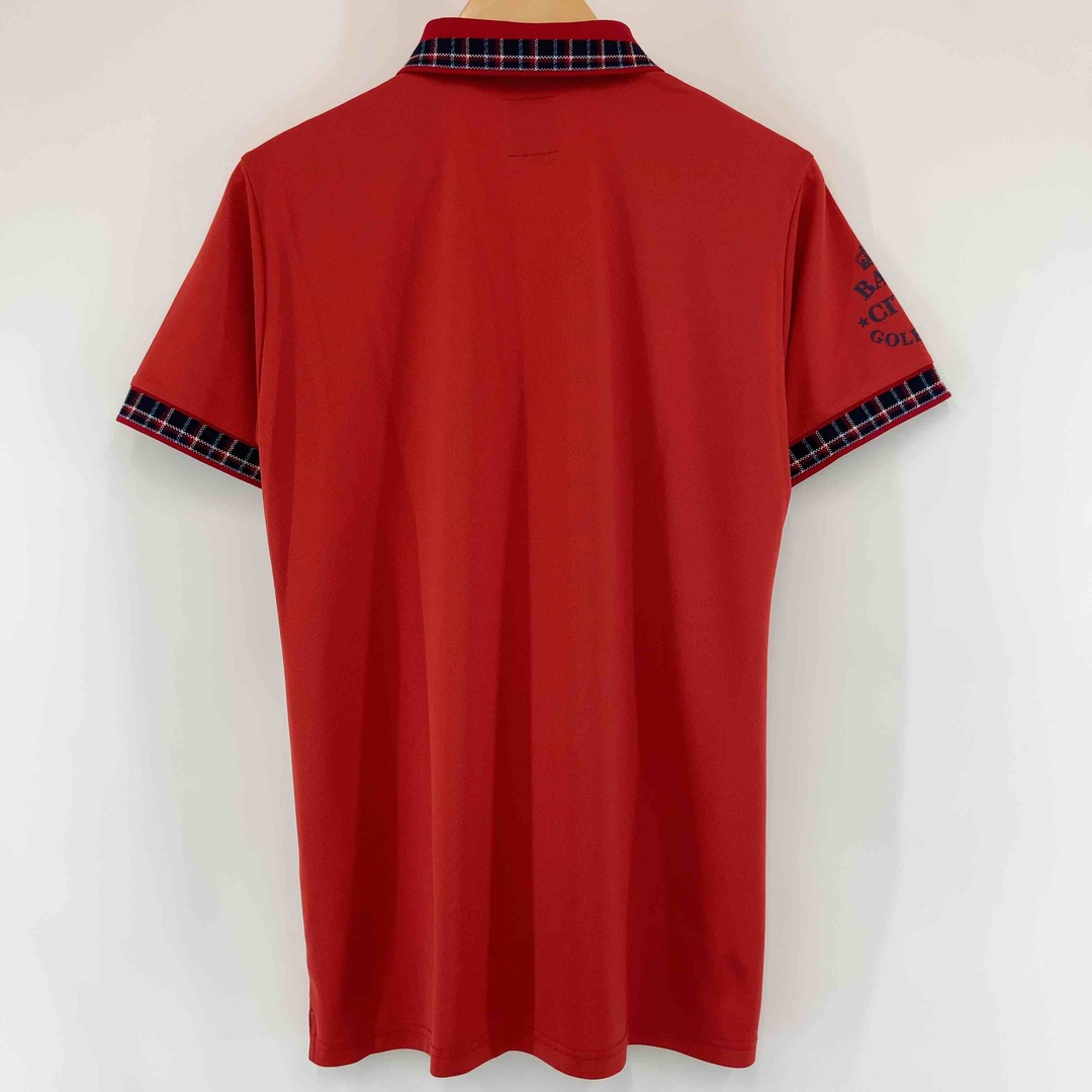 Admiral(アドミラル)のAdmiral　アドミラル　ゴルフ　赤色　襟・袖チェック柄　ポロシャツ　サイズLL メンズのトップス(シャツ)の商品写真