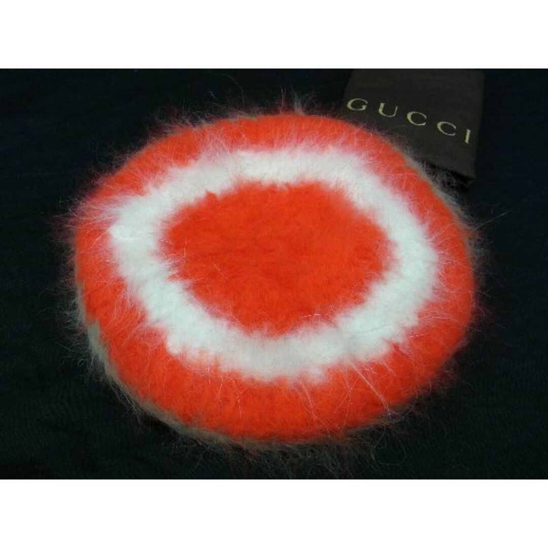 Gucci(グッチ)の■新品■未使用■ GUCCI グッチ アンゴラ70％×ナイロン30％ ボーダー ベレー帽 帽子 サイズ M レディース レッド系 CC0817  メンズのファッション小物(その他)の商品写真