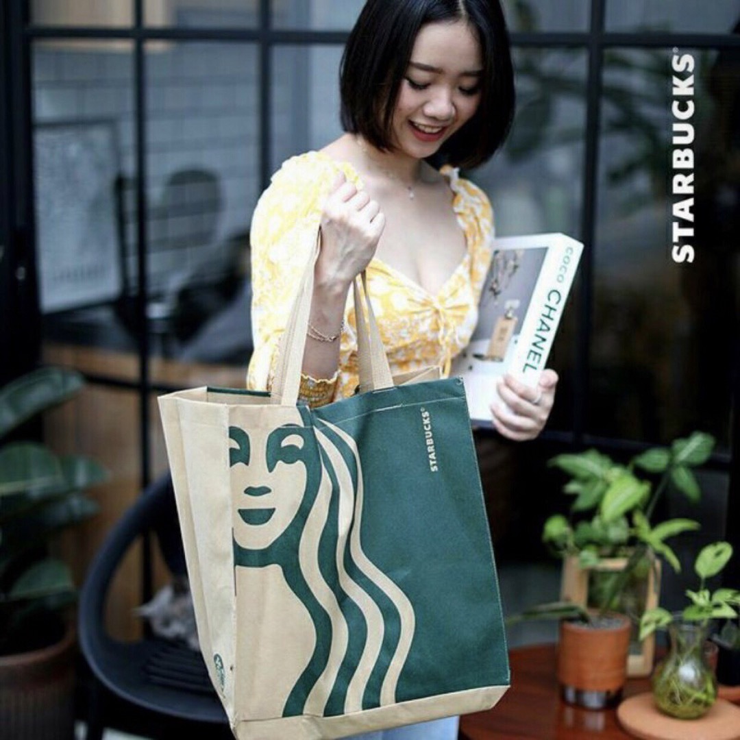 Starbucks(スターバックス)の3枚セット 正規 Starbucks Bag スタバ スパンボンドバック レディースのバッグ(トートバッグ)の商品写真