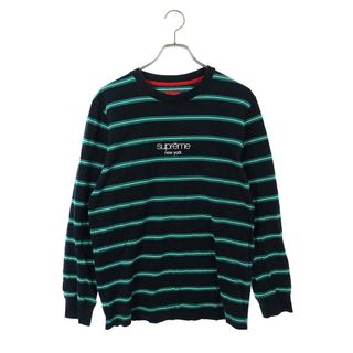 シュプリーム(Supreme)のシュプリーム  15SS  Classic Logo L/S Top クラシックロゴボーダー長袖カットソー メンズ S(Tシャツ/カットソー(七分/長袖))