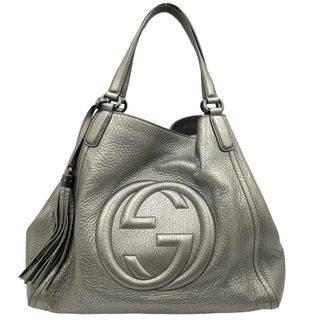 グッチ(Gucci)のGUCCI グッチ ハンドバッグ ソーホー インターロッキングG トートバッグ 肩掛け かばん 鞄 セラリウス 282309 レザー    メタリックグレー ガンメタル金具 レディース【中古品】(ハンドバッグ)