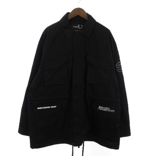 ラフシモンズ(RAF SIMONS)のラフシモンズ 美品 フレッドペリー オーバーサイズ ミリタリージャケット 黒 M(ブルゾン)