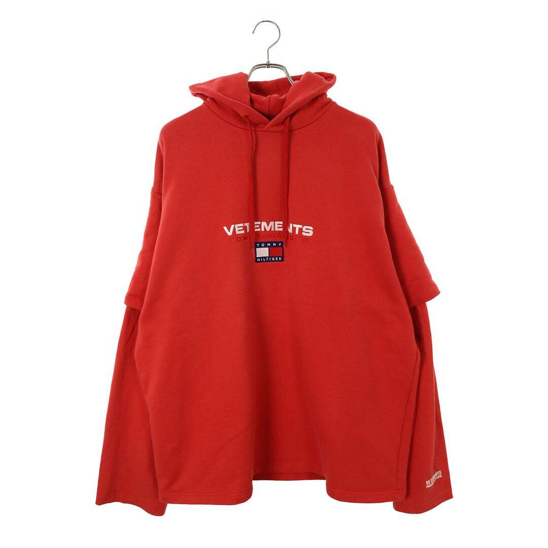 VETEMENTS(ヴェトモン)のヴェトモン  18SS  WSS18TR24 ダブルネームレイヤードプルオーバーパーカー メンズ M メンズのトップス(パーカー)の商品写真