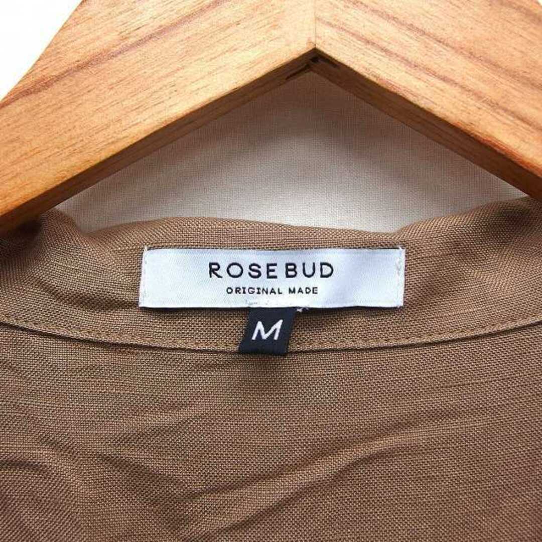 ROSE BUD(ローズバッド)のローズバッド オールインワン ワイド テーラード リネン混 タック 半袖 M 茶 レディースのパンツ(サロペット/オーバーオール)の商品写真