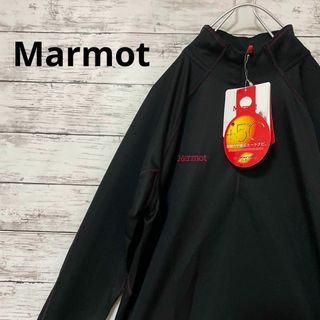 マーモット(MARMOT)の新品 Marmot HEAT NAVI L/S Zip タグ付き 黒 ロゴ 刺繍(Tシャツ/カットソー(七分/長袖))