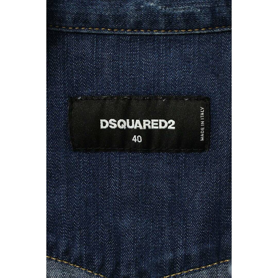 DSQUARED2(ディースクエアード)のディースクエアード  S75DL0367 クラッシュ加工デニム長袖シャツ レディース 40 レディースのトップス(シャツ/ブラウス(長袖/七分))の商品写真