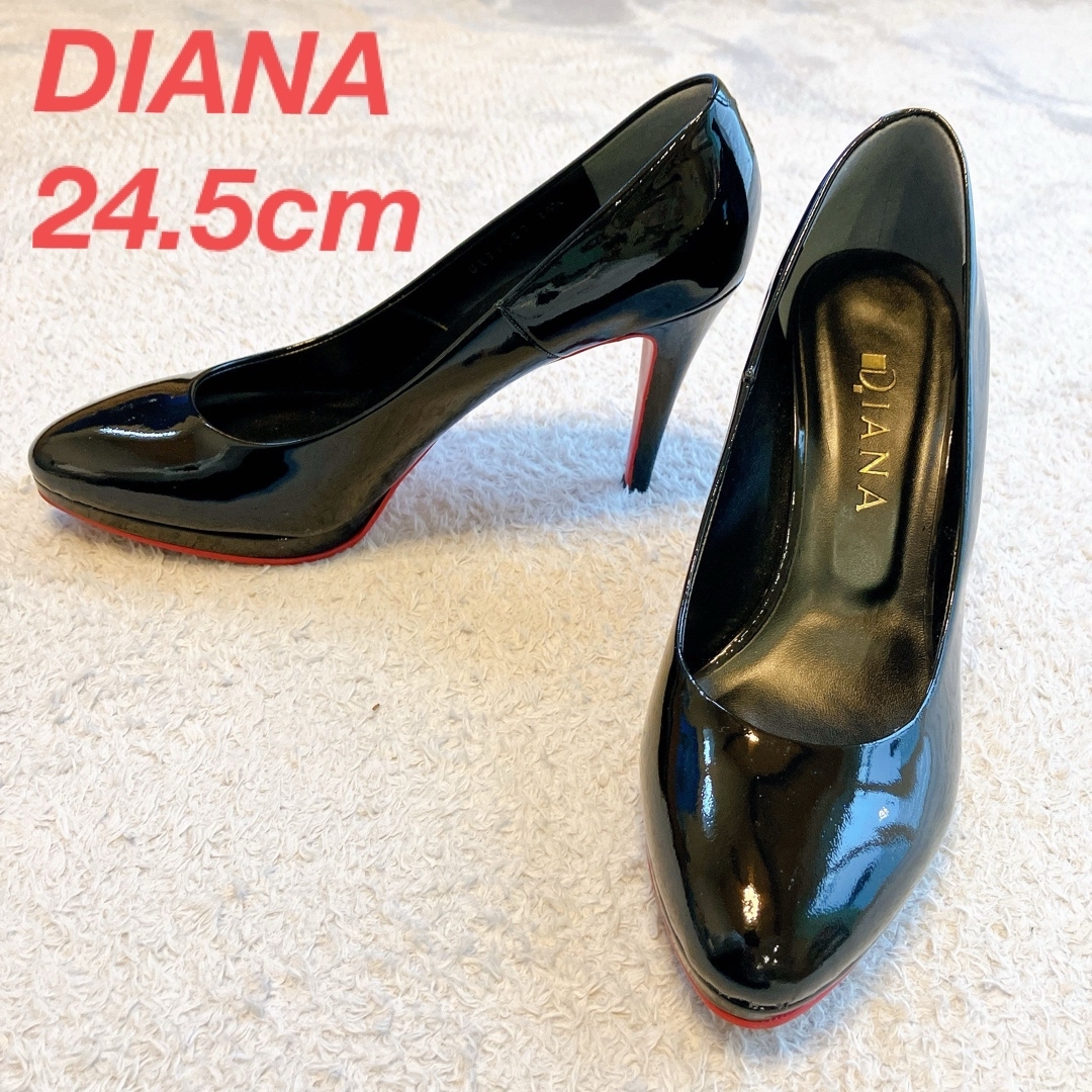 美品✨DIANA ダイアナ ハイヒールエナメル レッドソール ブラック 24cm